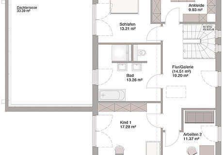 ECO System HAUS – Bauhaus Modern Classic – Grundriss Obergeschoss