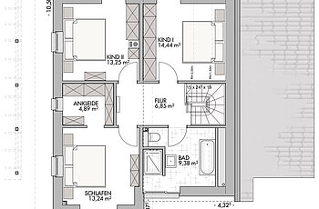 ECO System HAUS – Massivhaus Pultdachhaus, Grundriss Dachgeschoss