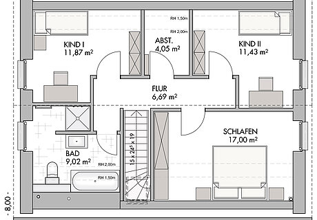ECO System HAUS – Einfamilienhaus, Grundriss Dachgeschoss
