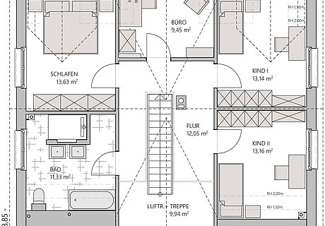 ECO System HAUS – Friesenhaus – Grundriss Dachgeschoss